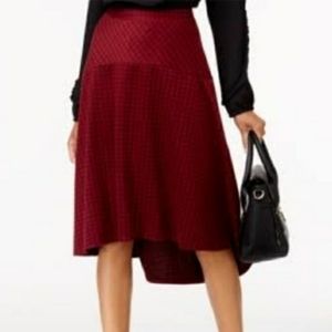 NY Collection Skirt Red Plaid A-Line Hi-Low New